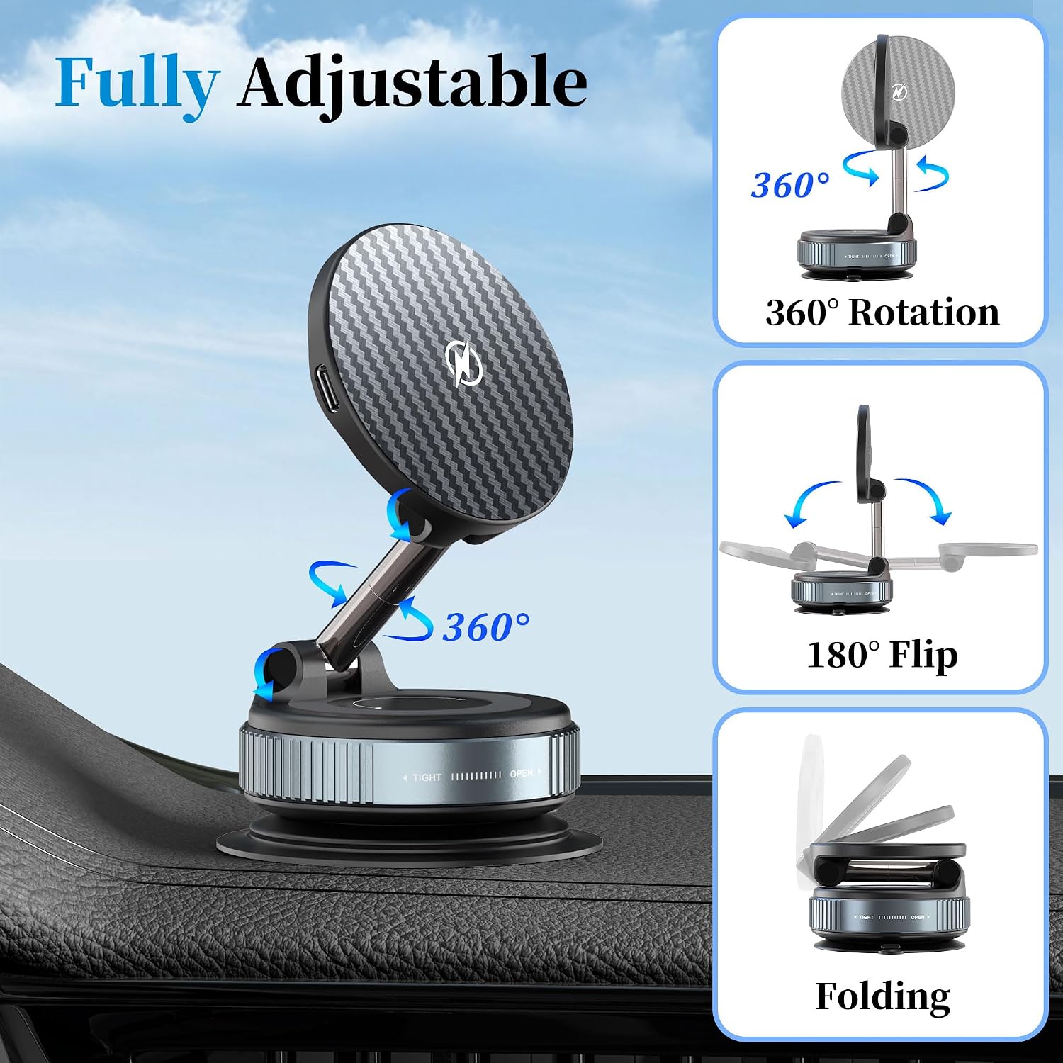 Thumbnail 4 de PlusAcc Vacuum Magnetic Car Phone Holder 15W