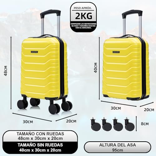 Thumbnail 3 de RAYKONG Maleta de cabina ABS 40x30x20 (24L) con ruedas desmontables en amarillo
