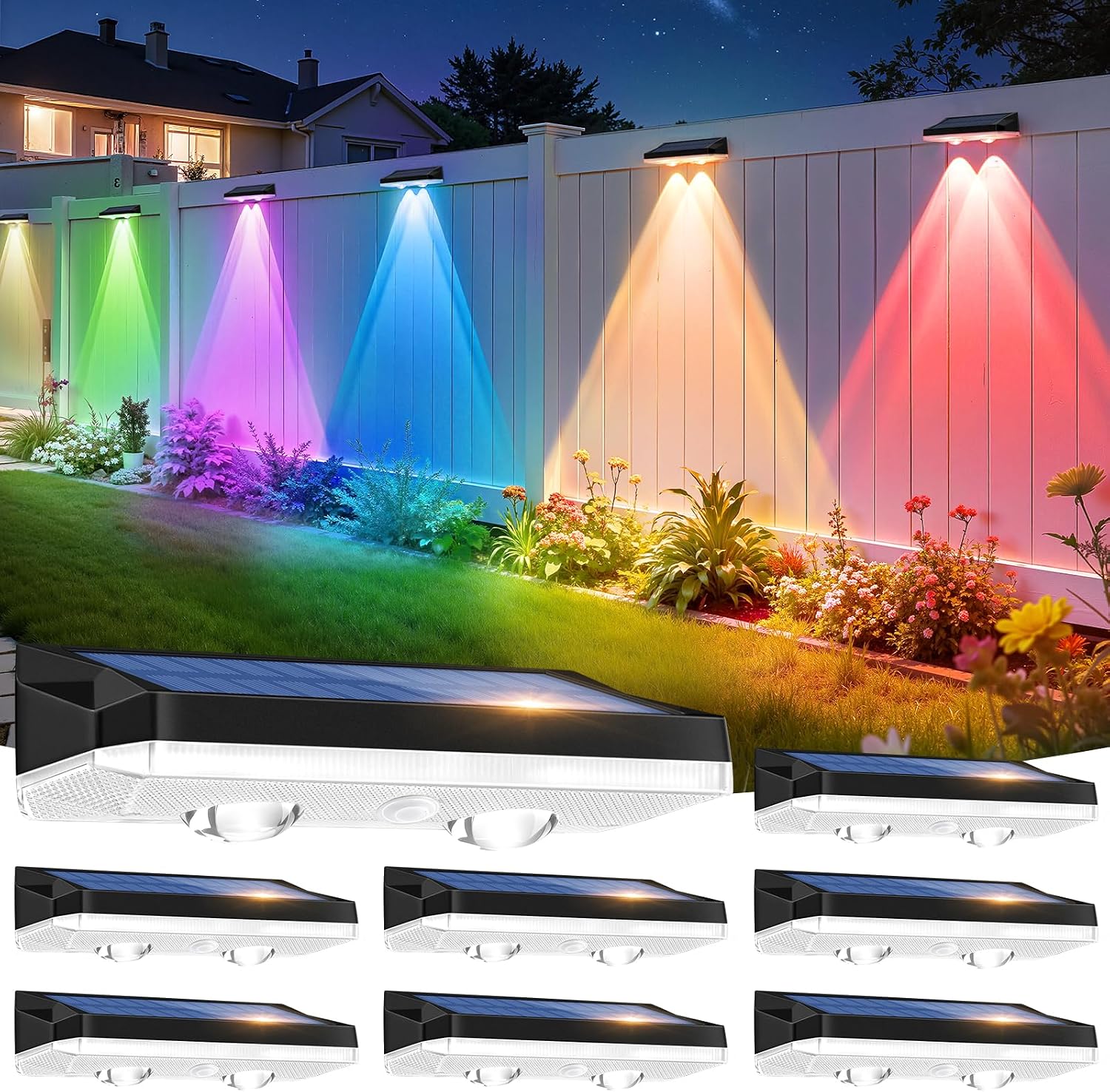 Detalle 2 de VIIIVA Solar Fence Lights 8 pack RGB
