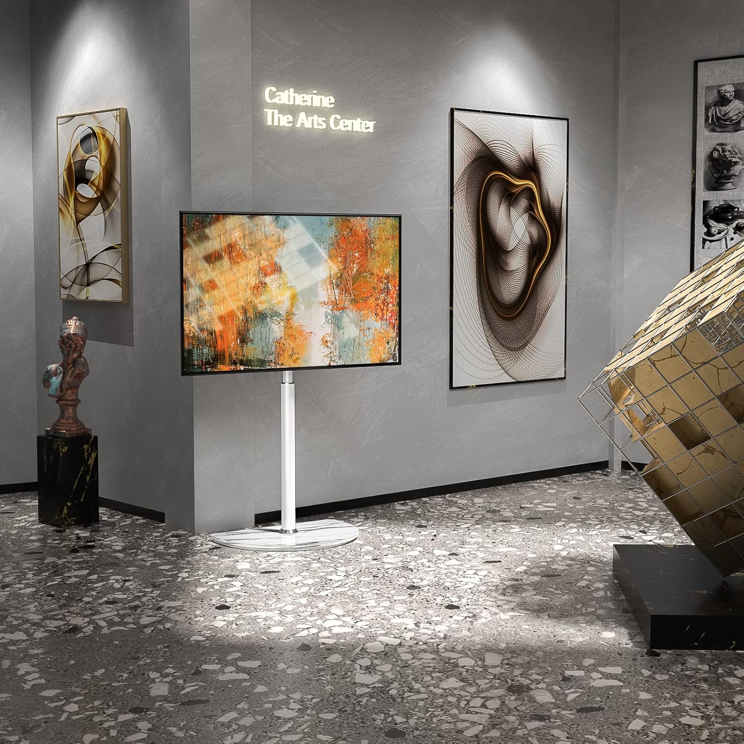 Thumbnail 1 de Rfiver RFIVER Support TV au sol pivotant pour écrans plats 32 à 65 pouces, hauteur réglable