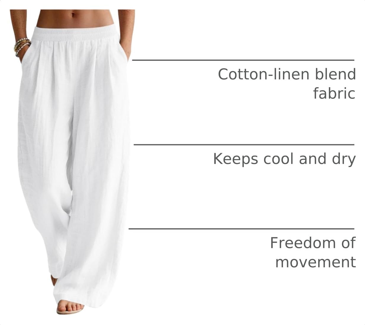 Detalle 2 de LOMON Linen Pants Women Wide Leg Palazzo