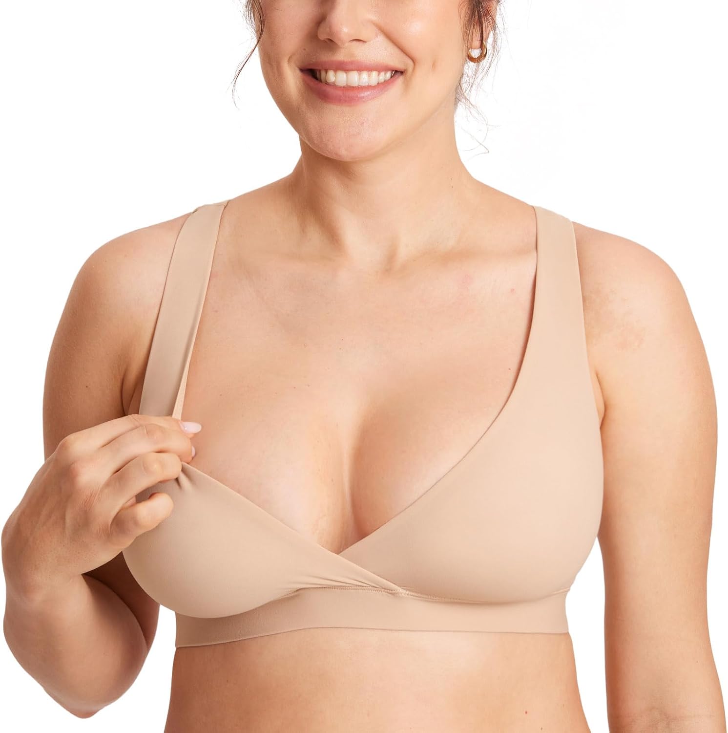 Detalle de MOMANDA Still-BH ohne Bügel Soft Racerback (Seamless Bralette) für Schwangerschaft & Stillzeit