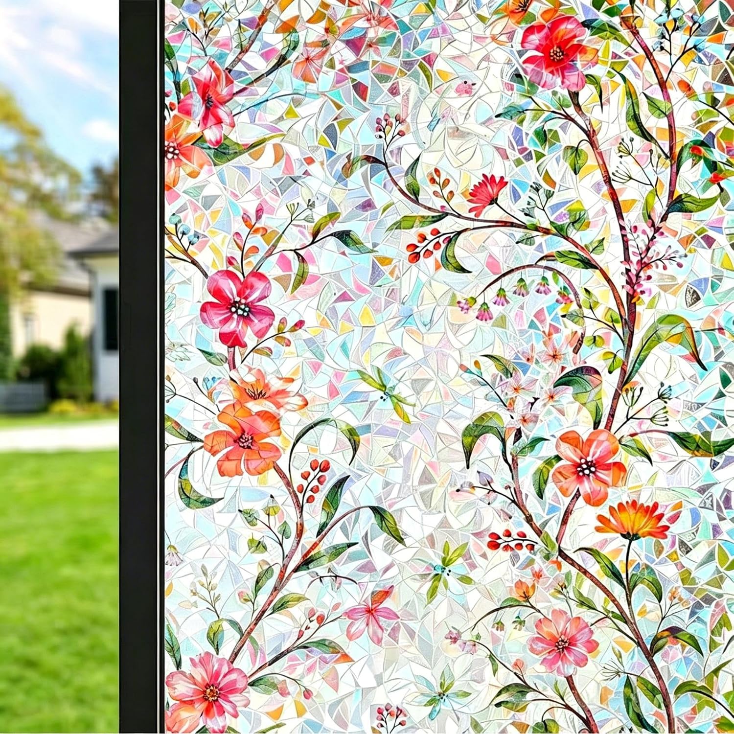 Detalle de Alvorox ST-F815-60CMX2M statische raamfolie 60x200 cm met bloemmotief