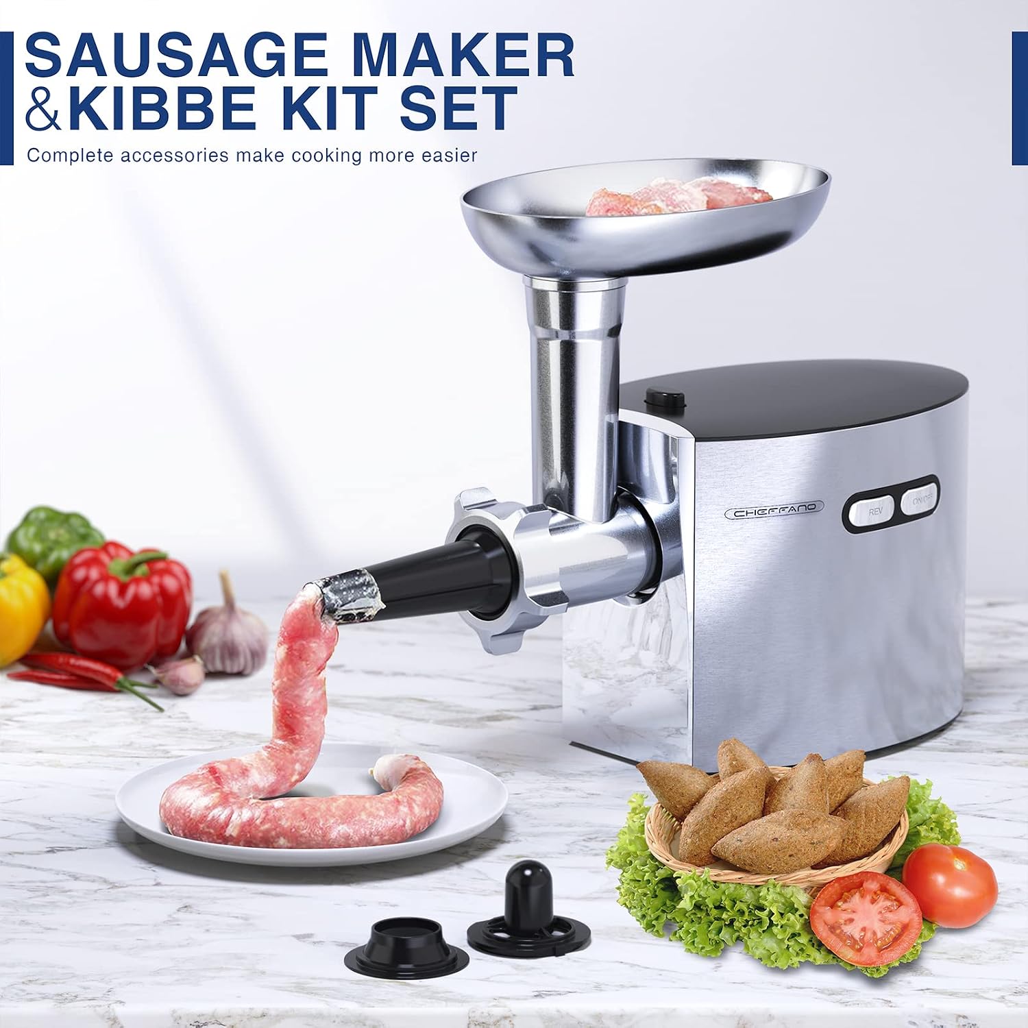 Detalle de CHEFFANO MGC11 Electric Meat Grinder, 350 W Rated, 2600 W Peak