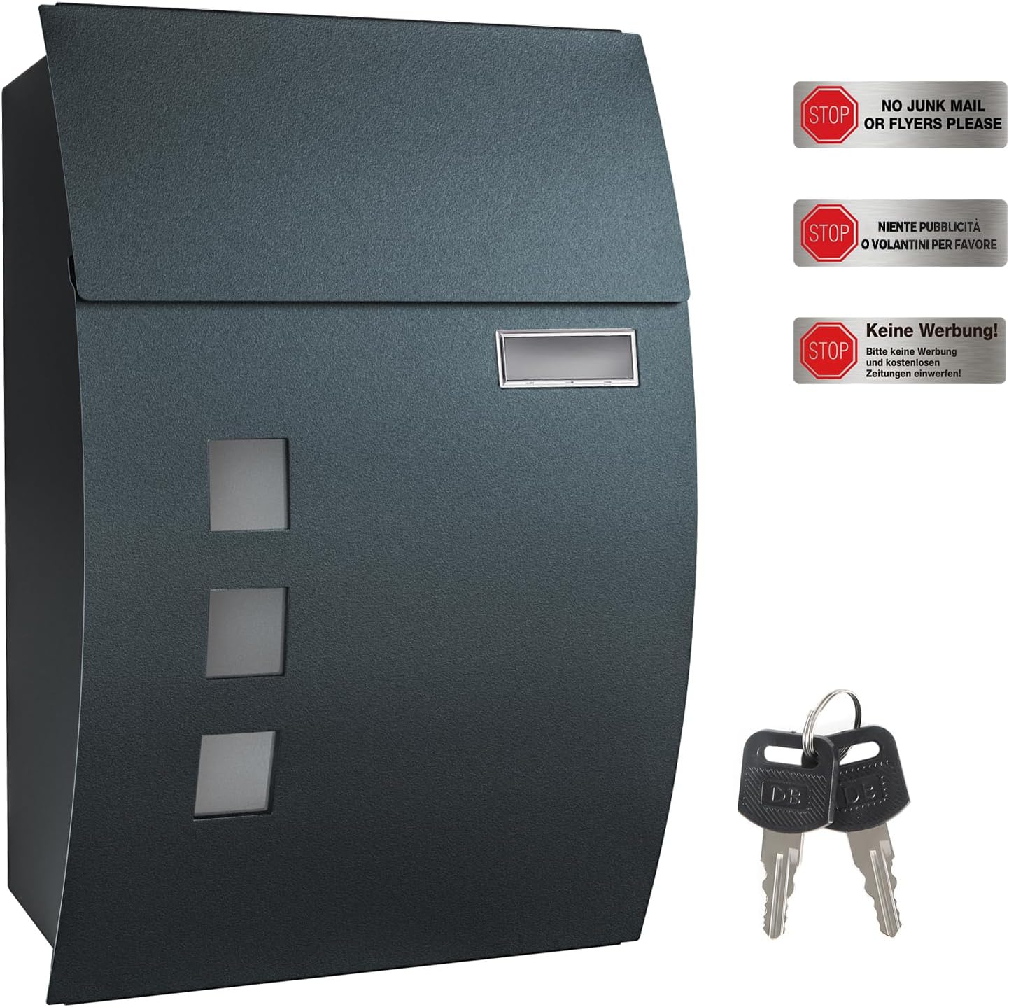 Detalle de SONGMICS Cassetta postale da parete con finestre di visualizzazione GMB030G02 – grigio antracite