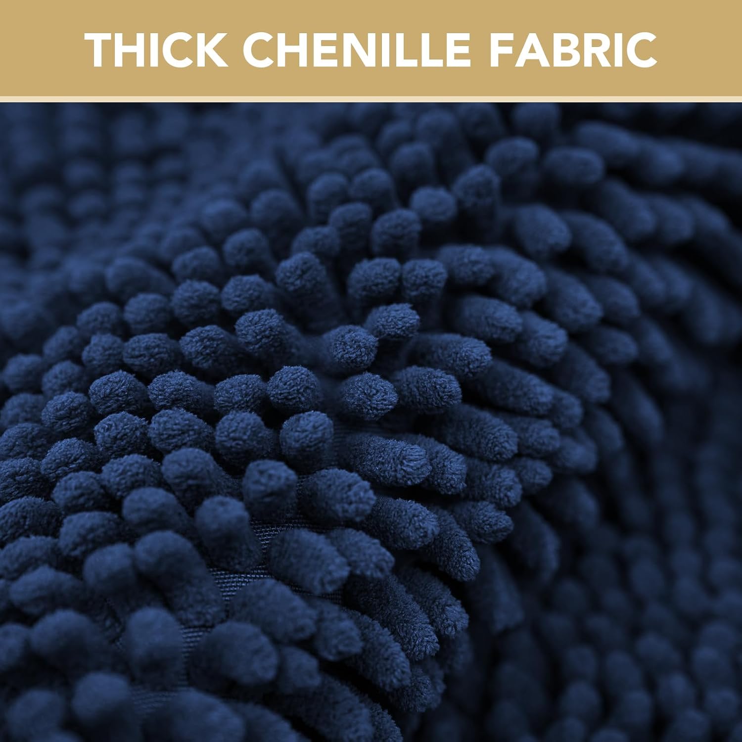 Detalle 2 de H.VERSAILTEX 2436NAVY Dog Door Mat, Chenille, Non-Slip, 24" x 36