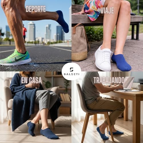 Detalle 2 de Balseti 6 pares de calcetines invisibles para hombre y mujer | Pinkies de algodón transpirables para verano