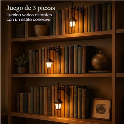 Detalle 2 de Aukojoy Linterna de biblioteca decorativa para estantería: luz LED suave para tu rincón de lectura