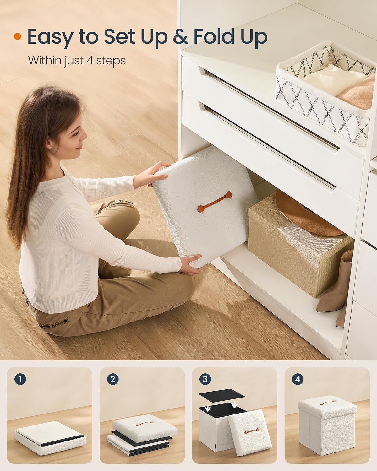 Thumbnail 6 de SONGMICS Folding Storage Ottoman 15 x 15 x 15 Inches