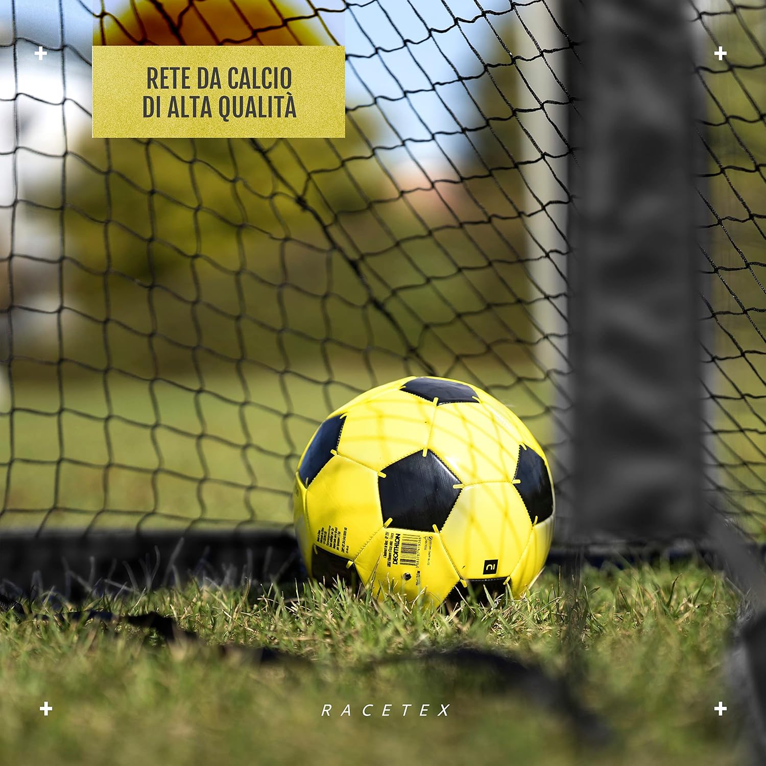 Detalle de Racetex set di 2 porte da calcio bambini con aste rinforzate in fibra di vetro e borsa di trasporto