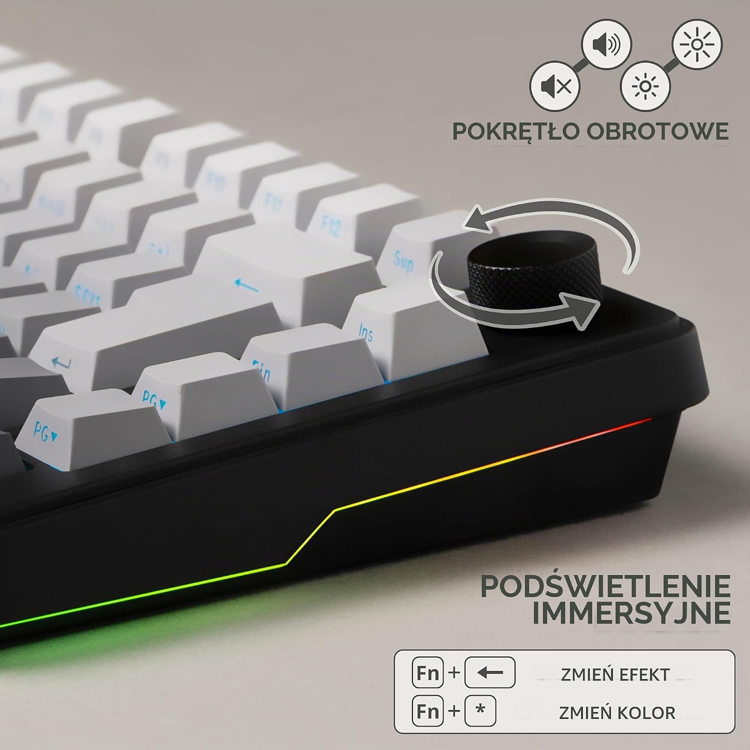 Detalle de The G-Lab KEYZ ELITE 300 GRG – klawiatura gamingowa 75% AZERTY, tri-mode, hot-swap