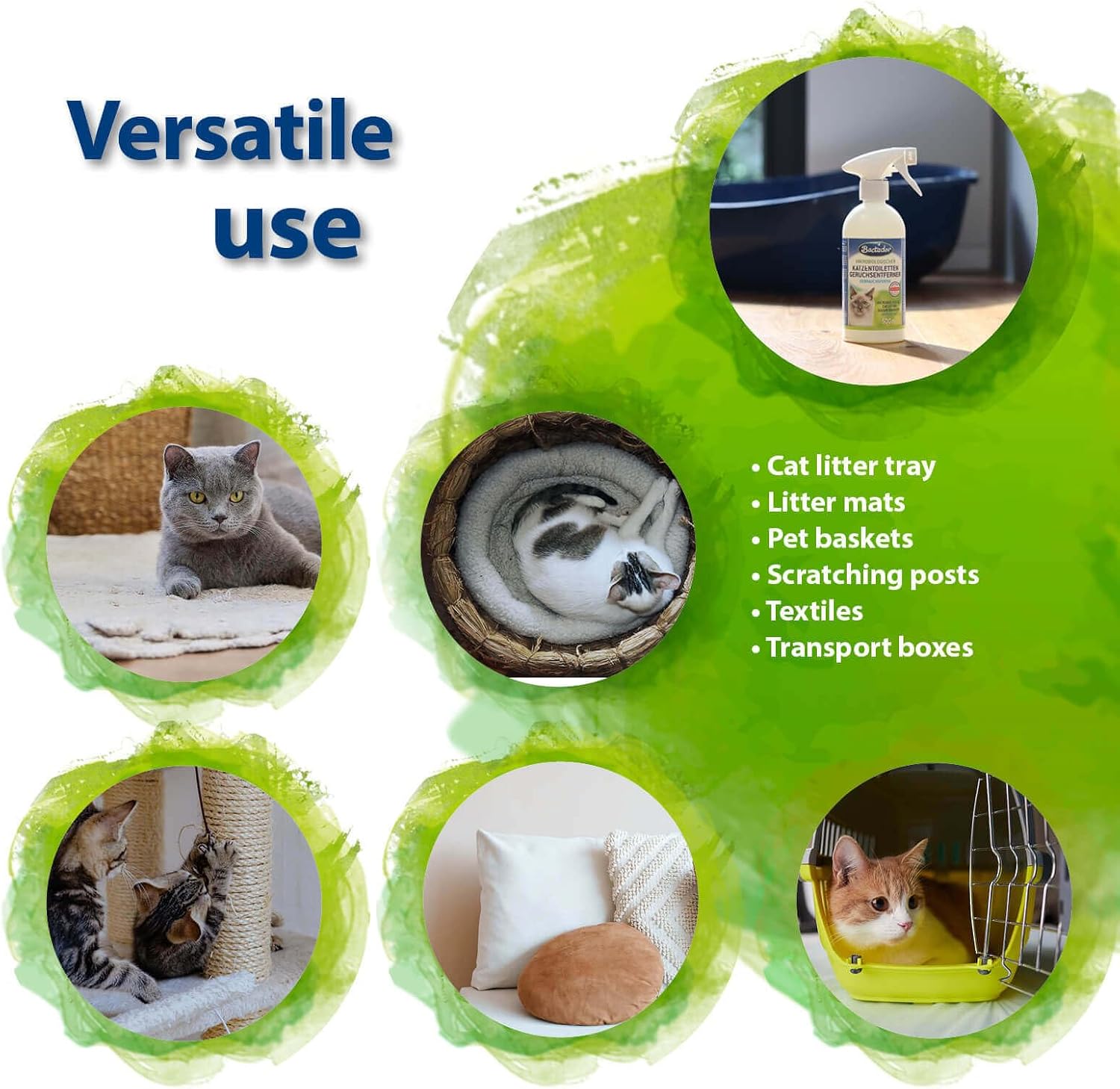 Detalle de Bactador Antiodore Microbiologico per Cassette Igieniche 500 ml – Detergente enzimatico contro l’urina di gatto e odori animali