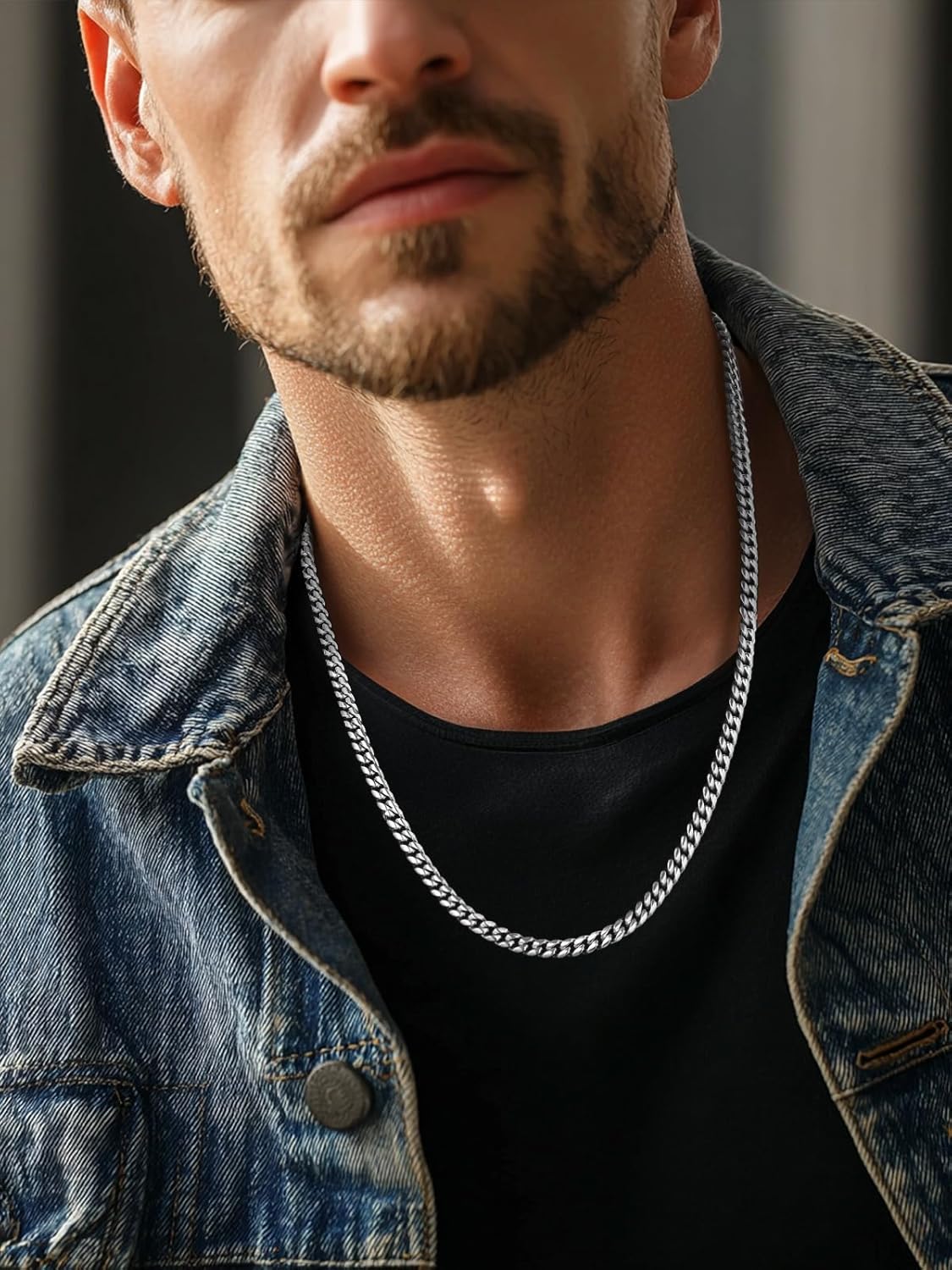Thumbnail 1 de PROSTEEL Collana Uomo a Catena Cubana Barbazzale Grande – Acciaio Inossidabile con Punti in Oro/Platino/Nero, Larghezze 4.8–14 mm, Lunga 46–76 cm