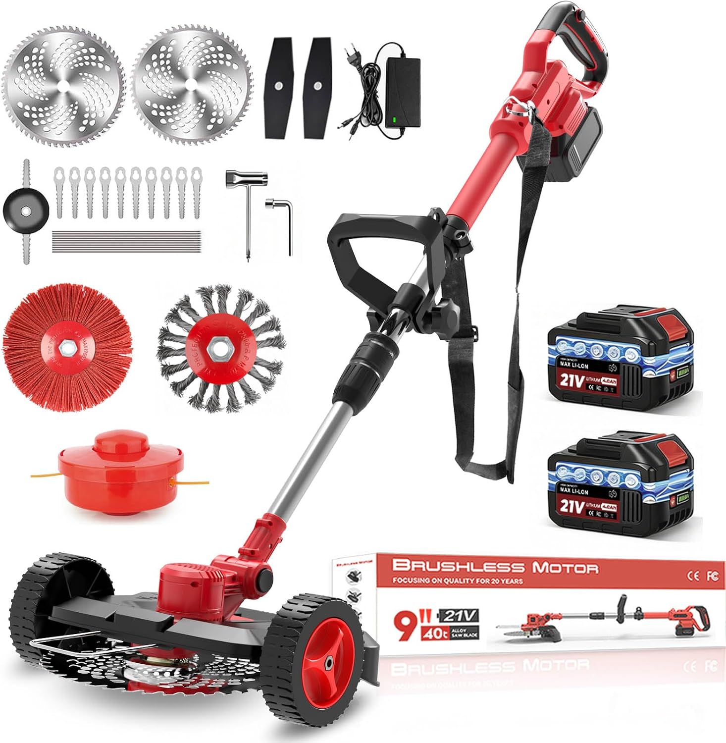 Rasentrimmer mit Akku und Unkrautbürste für Makita-Akkus – 6-in-1 Freischneider, 21V, 20.000 U/min