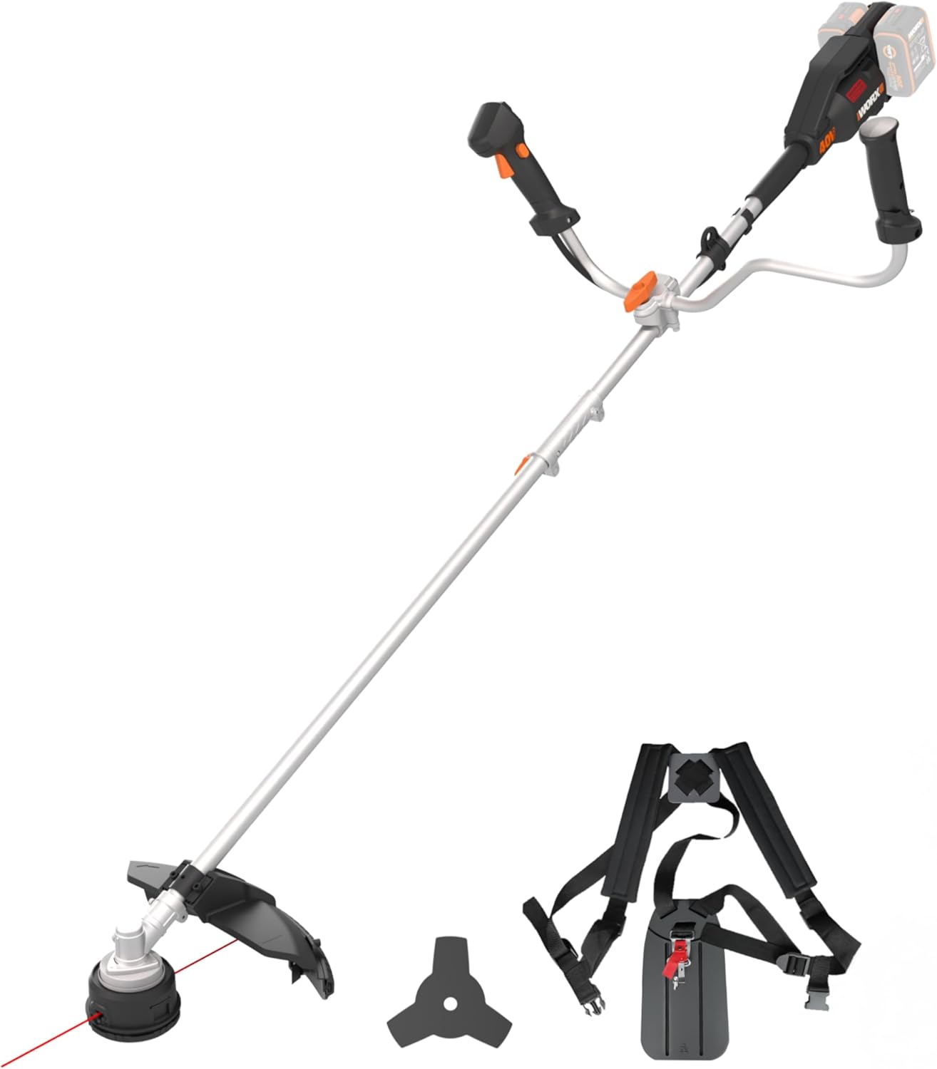 WORX Débroussailleuse sans Fil 40V WG084E.9 – Moteur Brushless, lame et fil interchangeables