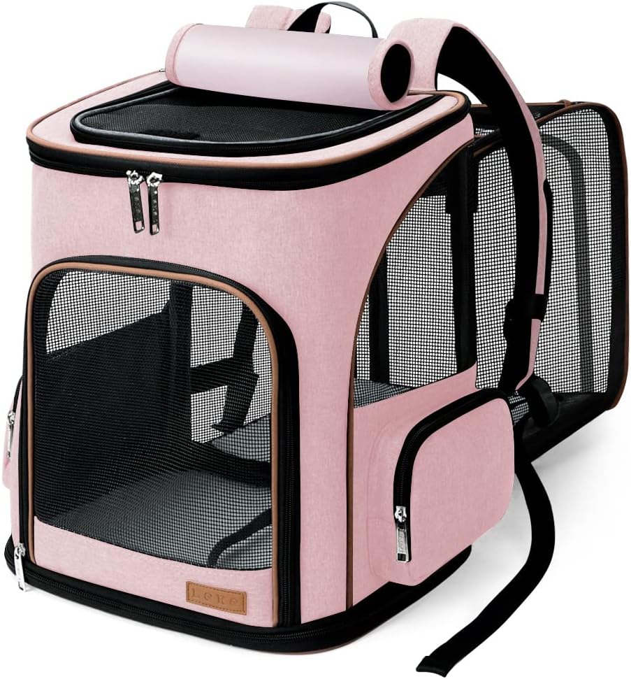 Thumbnail 6 de Lekesky Expandable Cat Carrier Backpack – Pink (Fits Small to Medium Pets, 20 lbs)