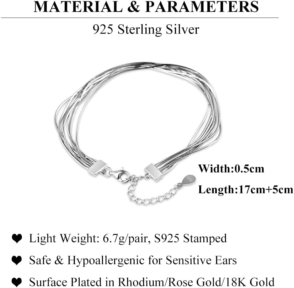 Thumbnail 5 de SLUYNZ 925er Sterlingsilber Schlangenarmband – verstellbares Gliederarmband für Damen