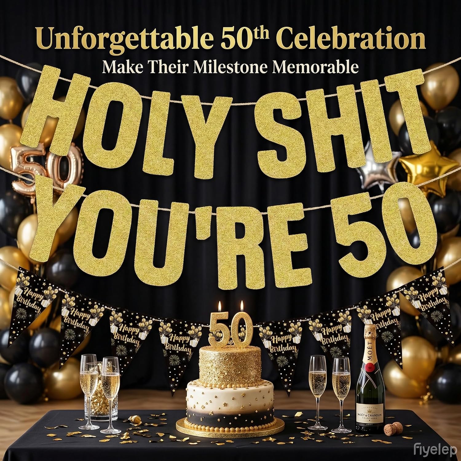 Thumbnail 4 de 50th Birthday Banner and Garland Kit