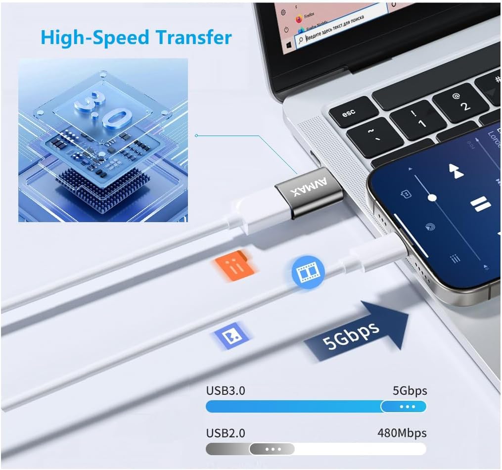 Detalle 2 de AVMAX USB C to USB Adapter 4-pack