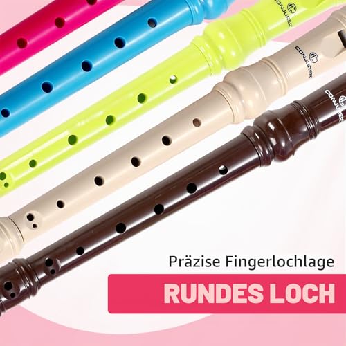 Detalle 2 de CONJURER Sopranblockflöte 8-Loch – Deutsche Griffweise, ABS, beige, inklusive Reinigungsstab und Zubehör