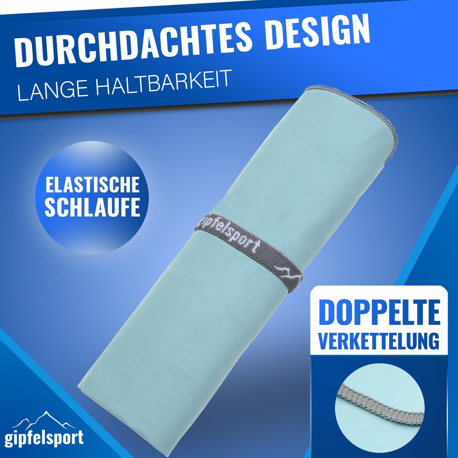 Thumbnail 6 de Gipfelsport Mikrofaser Handtuch 80x40 cm – kleines, schnelltrocknendes Reise- und Sporthandtuch in Hellblau
