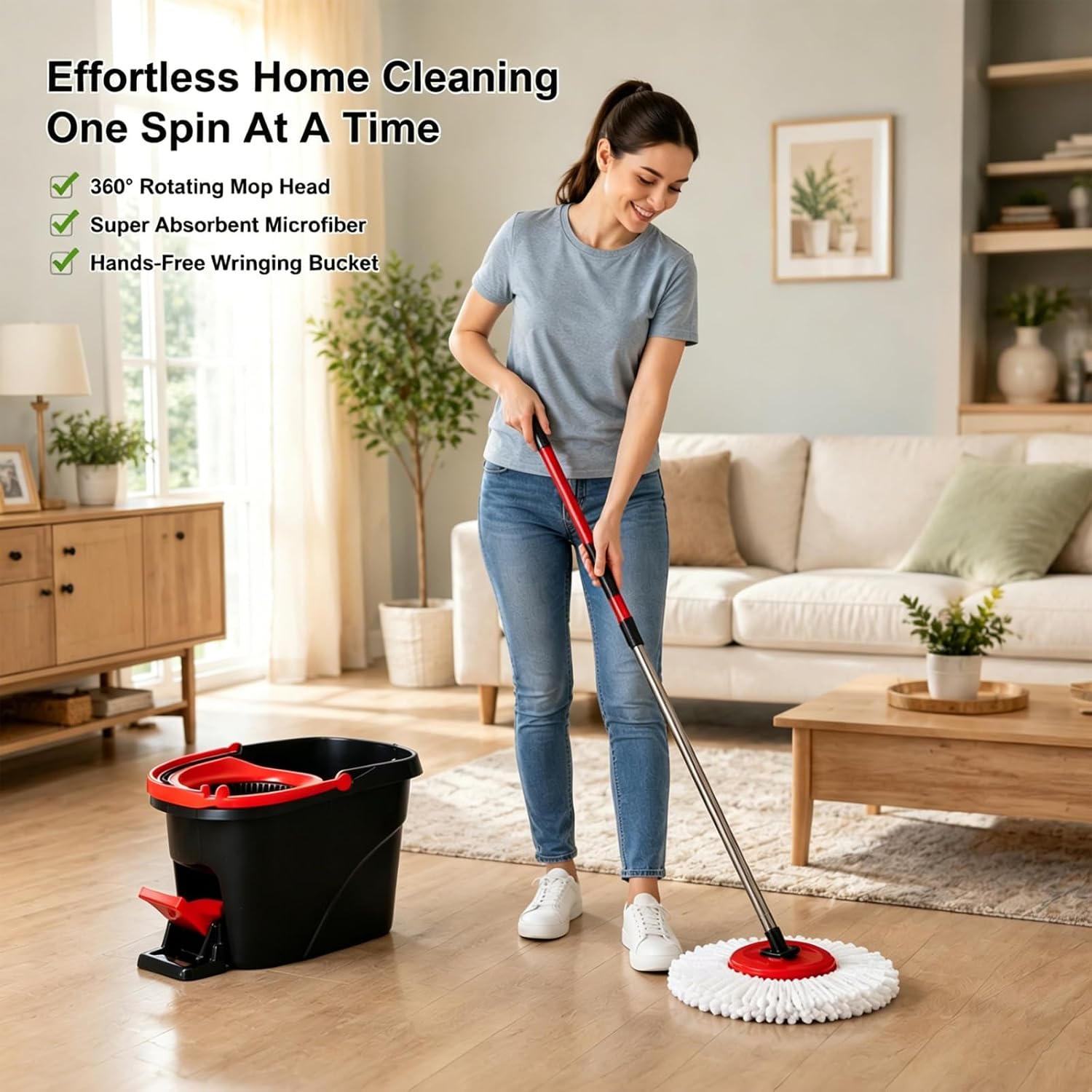Detalle de 12 Pack Spin Mop Replacement Heads – 100% Microfiber, 360° Spin, Triangle Mop Refills