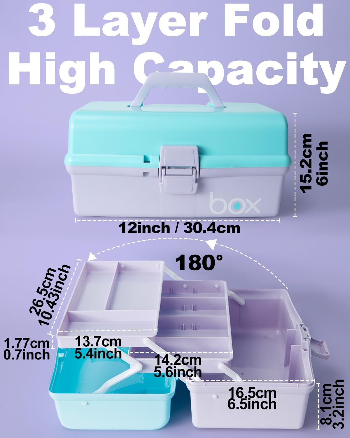 Thumbnail 1 de TERGOO TGB-001 12-Inch Three-Layer Organizer, Adjustable Compartments, Purple Blue