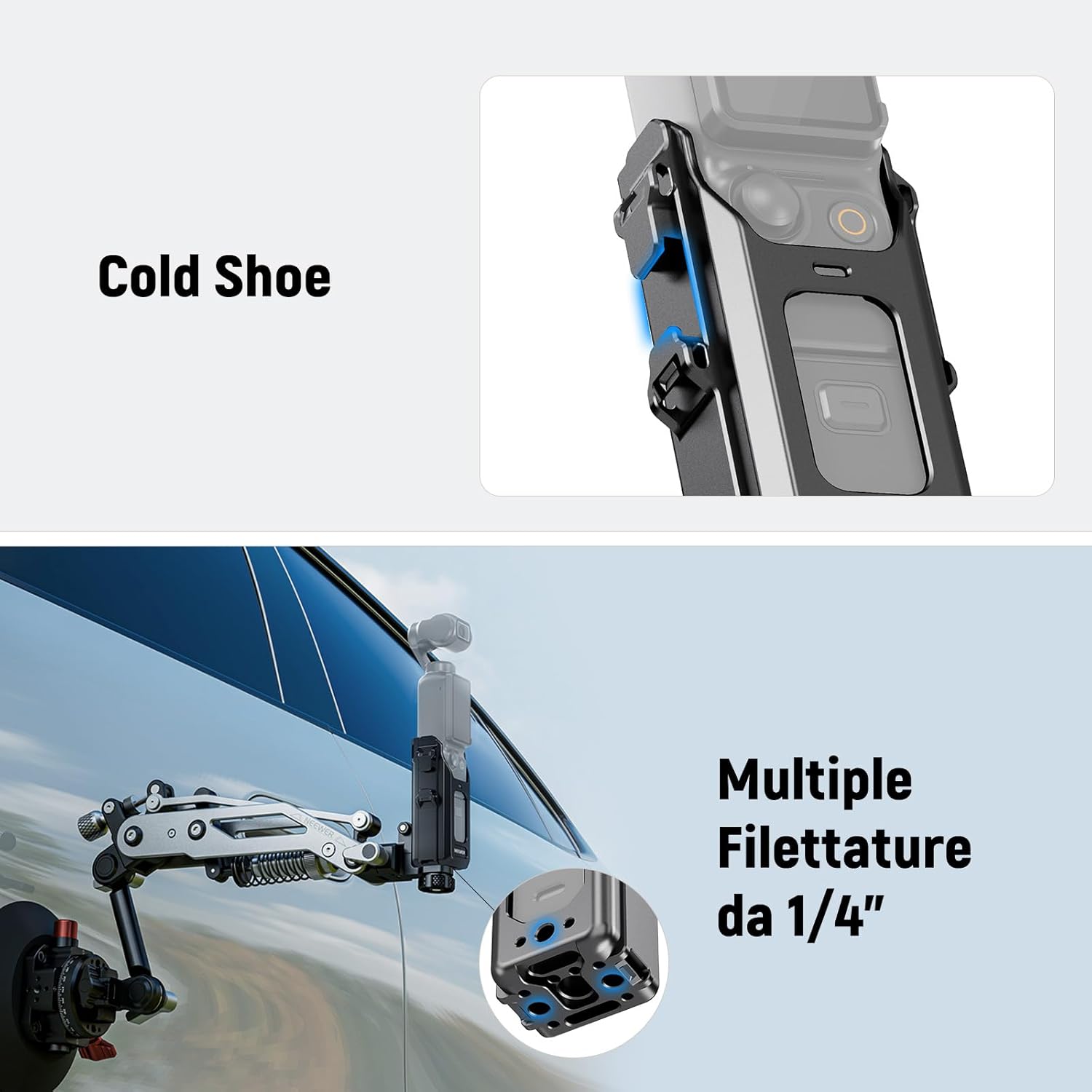 Thumbnail 4 de NEEWER Pocket 3 Cage AC029: gabbia protettiva in alluminio per DJI Osmo Pocket 3 con montaggio magnetico