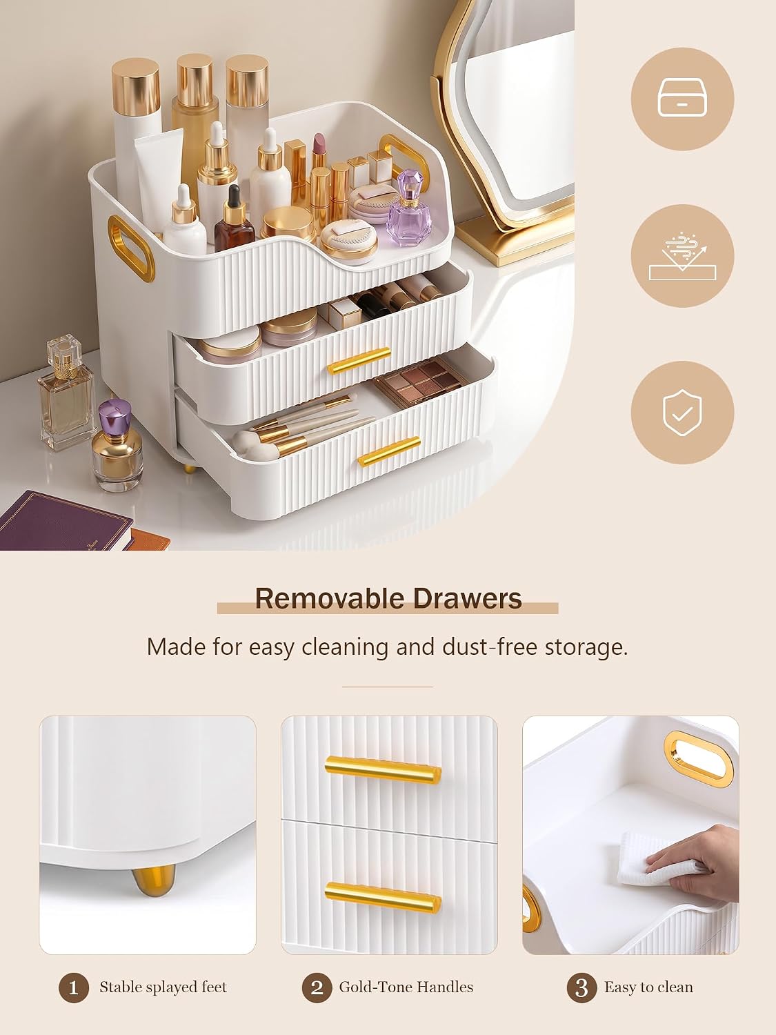 Detalle de Booklov Makeup Organizer, White