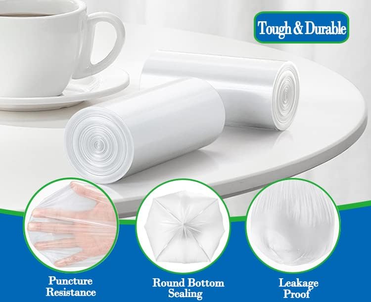 Detalle de 10 Gallon 60pcs Medium Clear Trash Bags (10G60-Clear) — Strong, Leak-Proof Bin Liners for Home or Office
