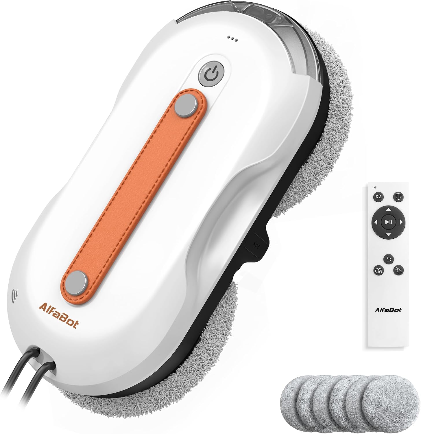 Detalle de AlfaBot X7 Pro raamreinigingsrobot met dubbelzijdige spray en tank van 100 ml