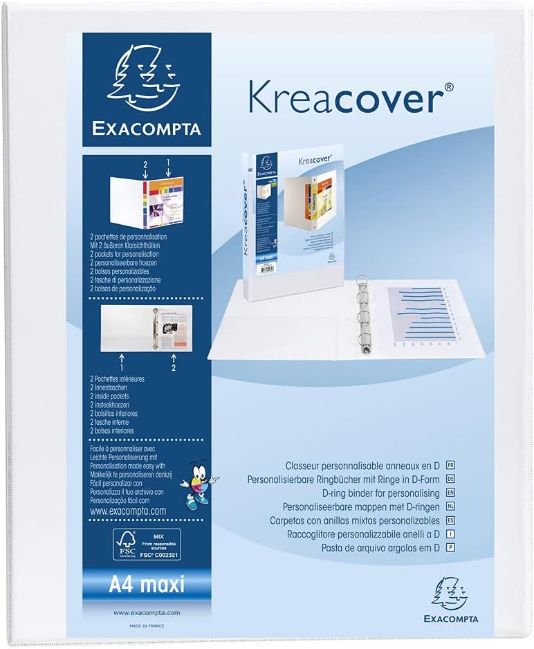 Thumbnail 6 de Exacompta 53789E Präsentationsordner KreaCover PVC – weiß, DIN A4, 7 cm Rücken