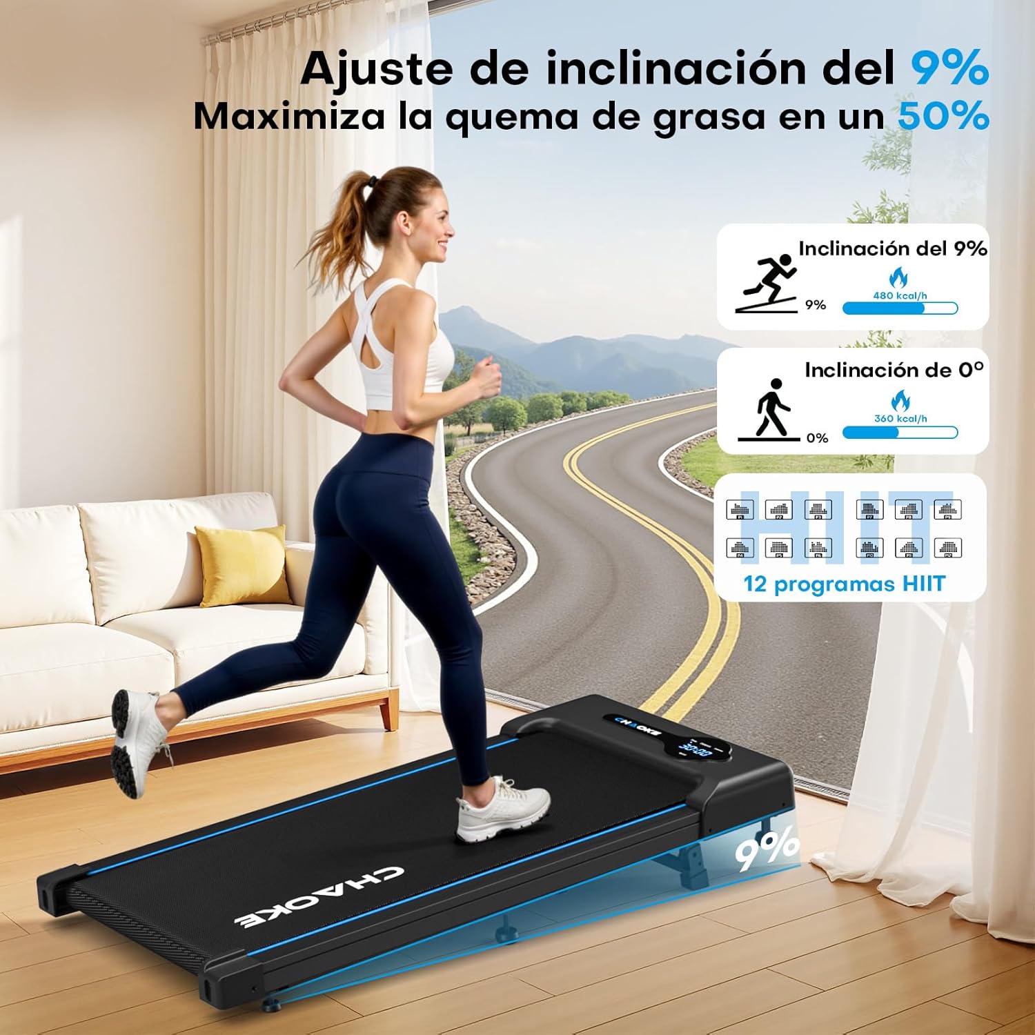 Thumbnail 1 de CHAOKE Walking Pad 9% inclinación 10 km/h