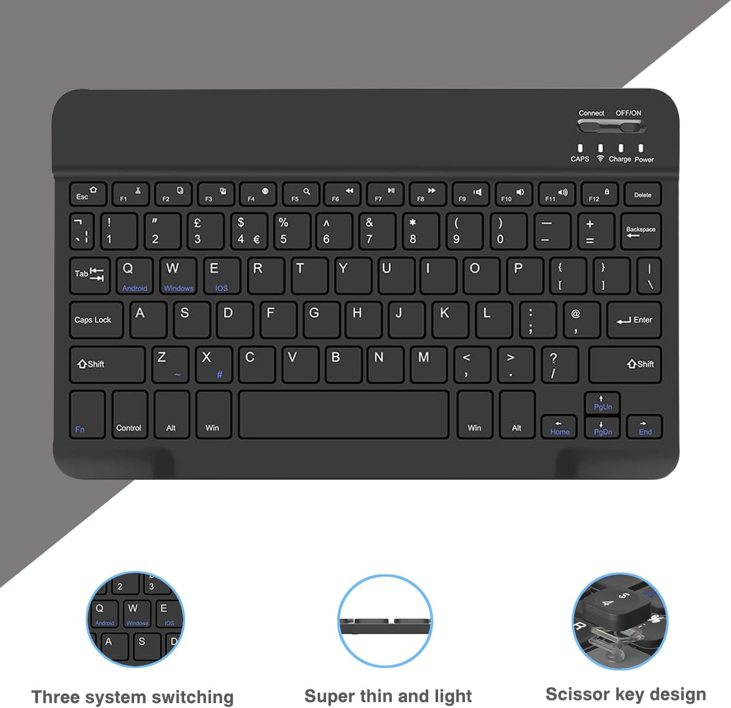 Detalle 2 de XOKUWU Keyboard Case for Samsung Galaxy Tab S10 FE / S10 Lite / S9 FE / S9 (Black) with Built-in S Pen Holder