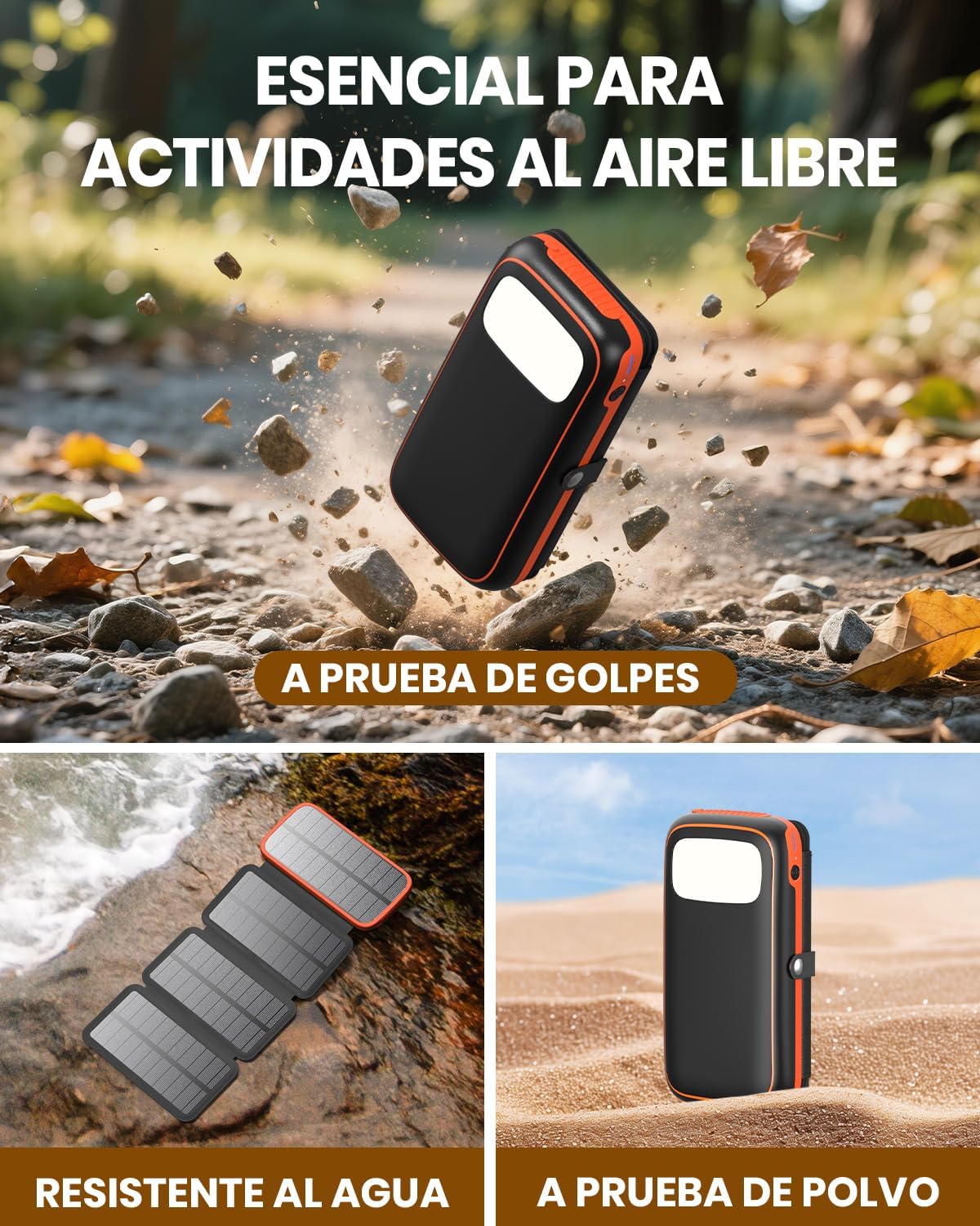 Thumbnail 6 de FEELLE Power Bank Solar 27000mAh ⚡ Carga Rápida y Linterna