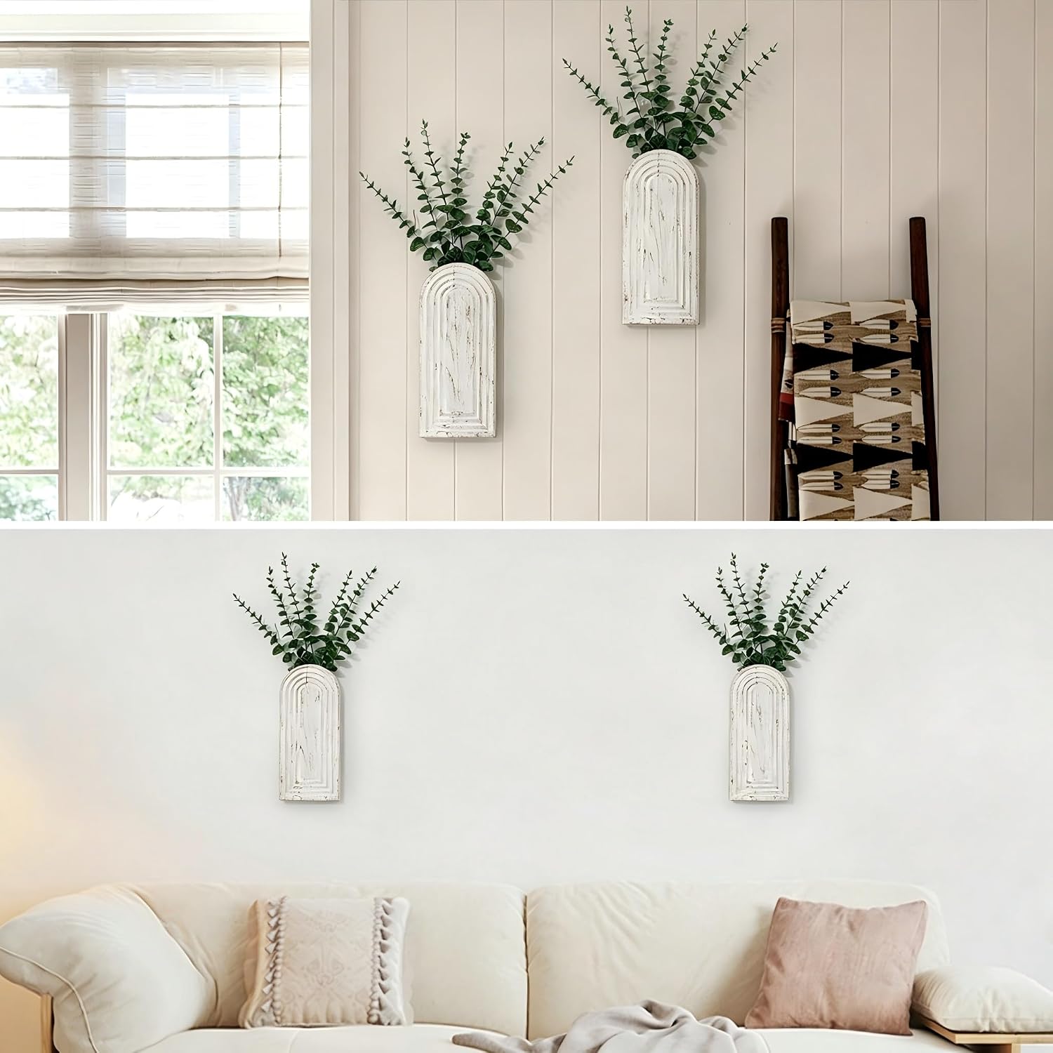Thumbnail 6 de umitiu wwvase1 Wooden Wall Vases, Set of 2, Washed White
