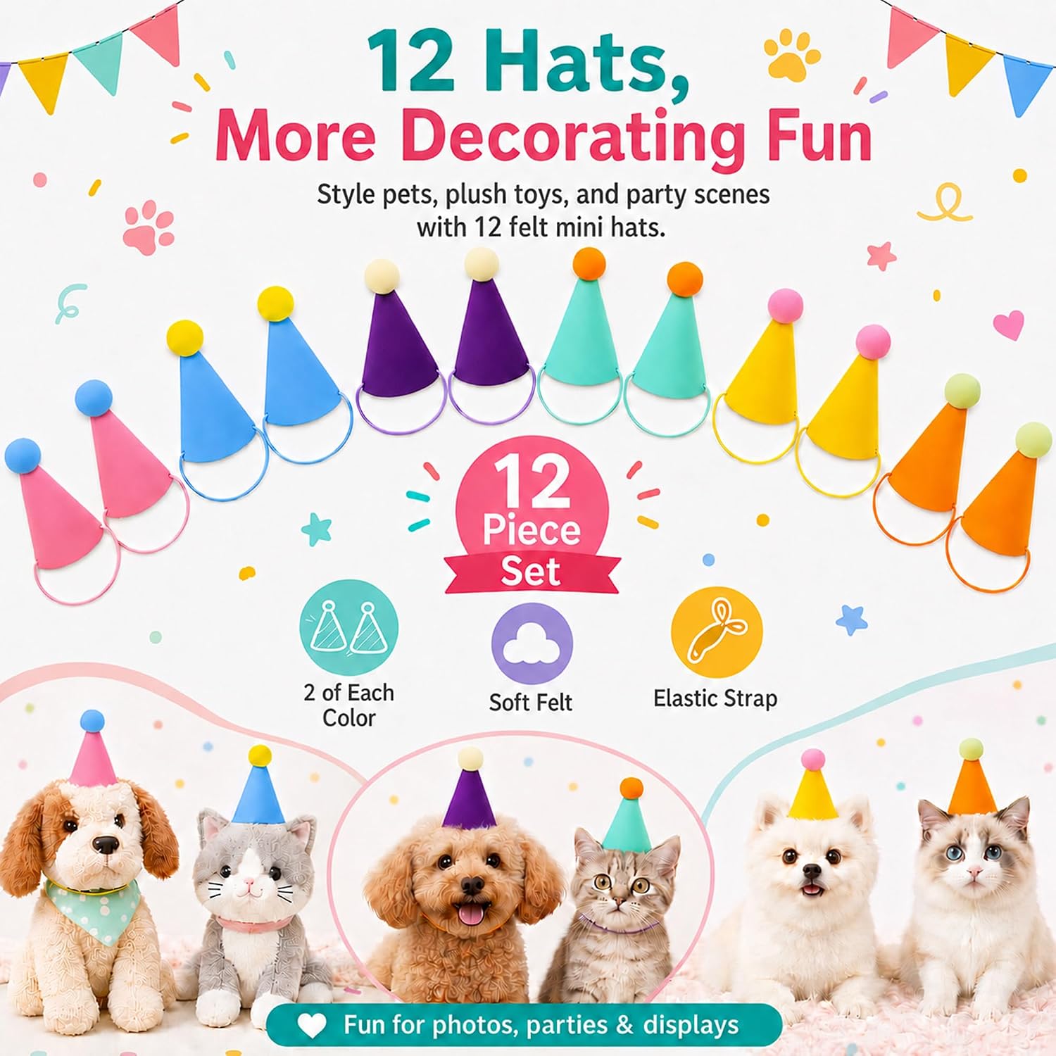 Thumbnail 1 de Doiitlyu Pet Party Hats 12-Pack
