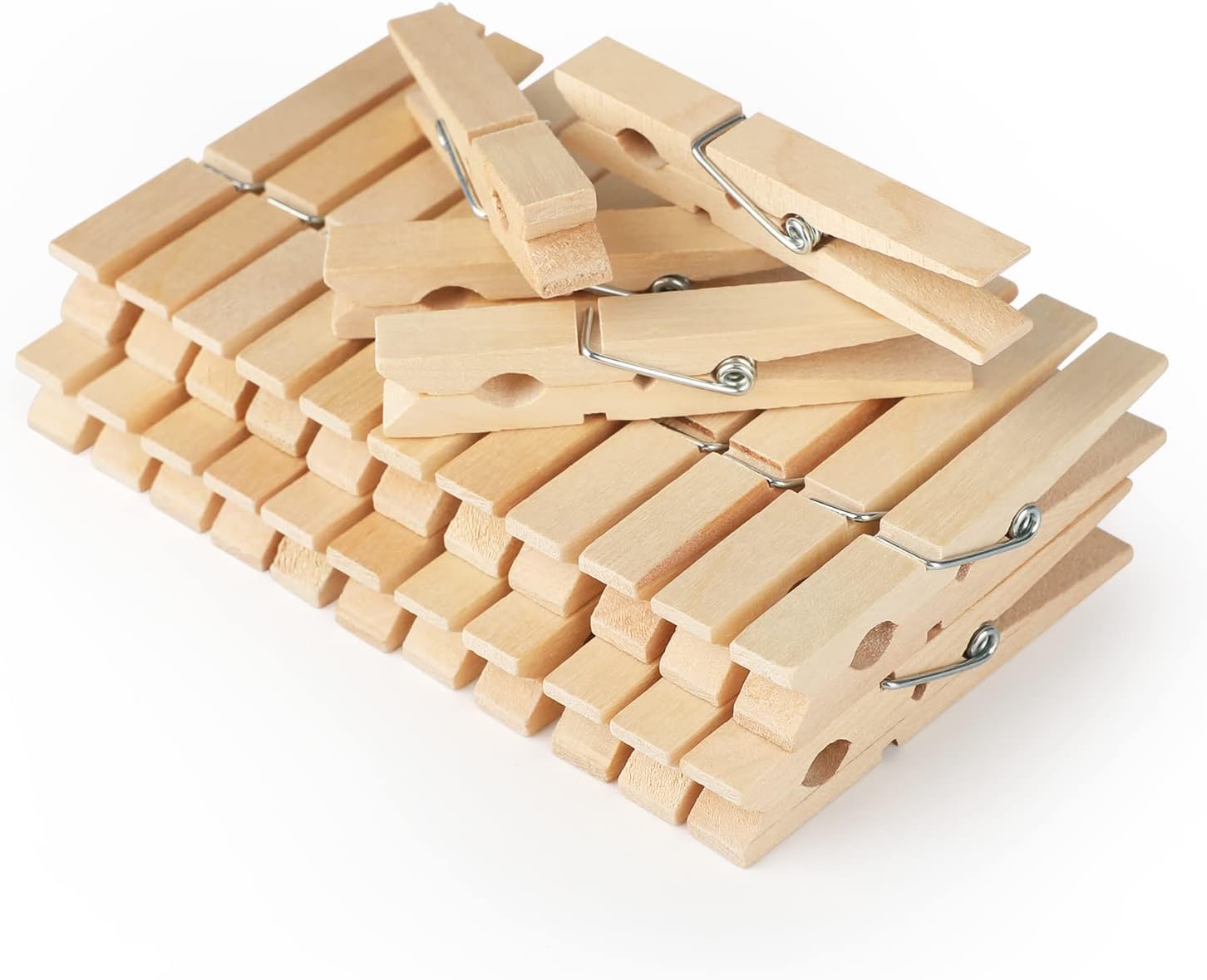 Detalle de jijAcraft 100Pcs Wooden Pegs 7.2cm – Durable, Plastic-Free Clothes Pins for Laundry, Crafts and DIY