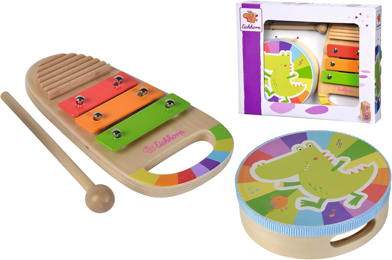 Thumbnail 5 de Eichhorn Musik-Set mit Handtrommel und Xylophon – 3-teilig, Birke- und Sperrholz, ab 1 Jahr