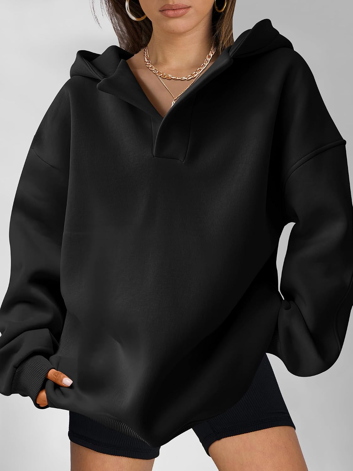 Thumbnail 4 de ANRABESS Womens Oversized V-Neck Hoodie 2025