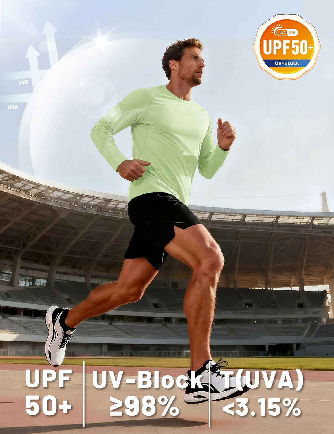 Detalle de TACVASEN Herren UPF 50+ UV-Schutz Langarmshirt (Rashguard) für Outdoor & Sport