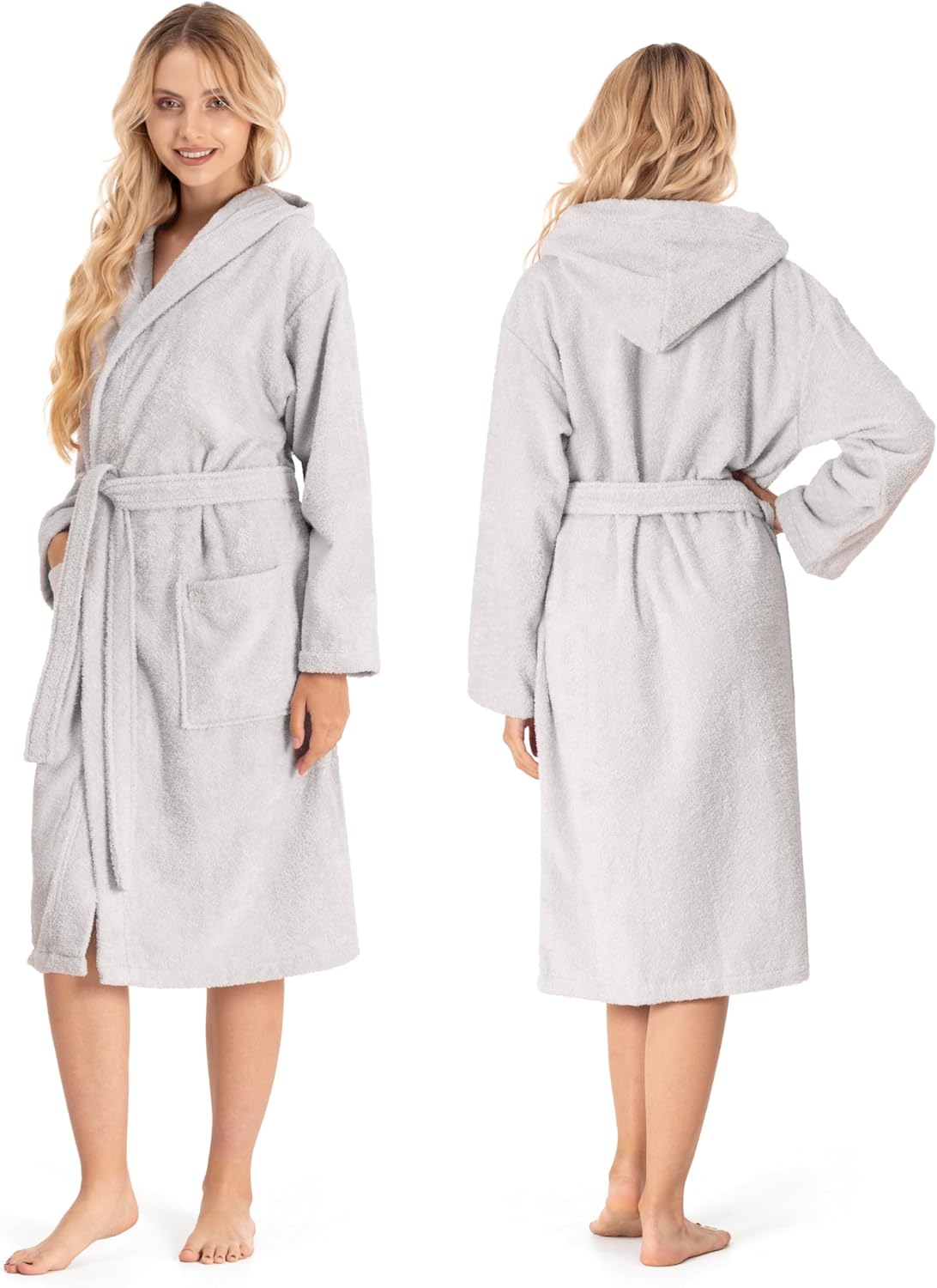 Thumbnail 1 de Twinzen Damen-Bademantel mit Kapuze aus 100% Baumwolle (OEKO-TEX®), mit Gürtel und 2 Taschen