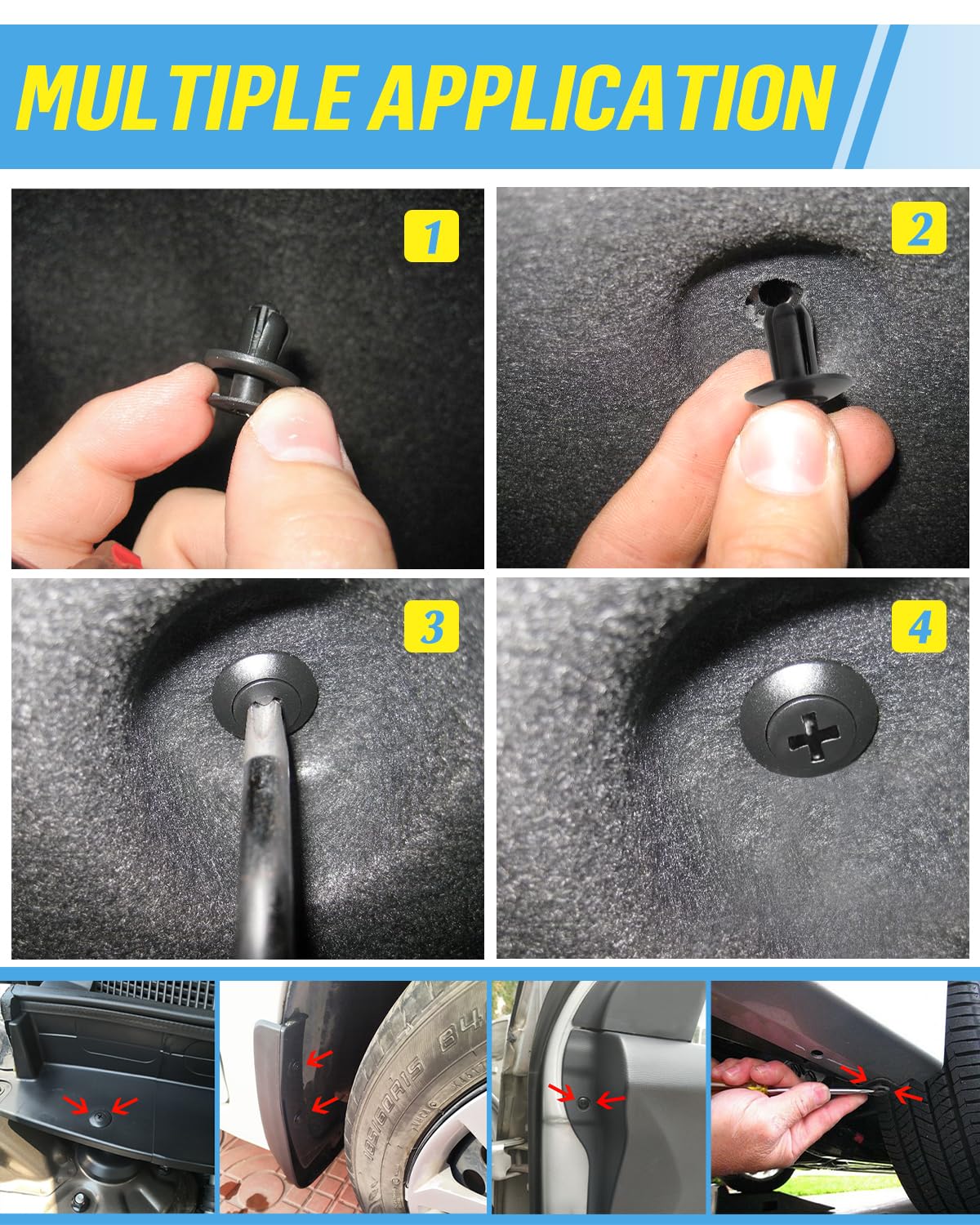 Detalle 2 de JatilEr 200 Stück Befestigungsclips Auto Clips – Universal Nylon Clips in 6 Größen