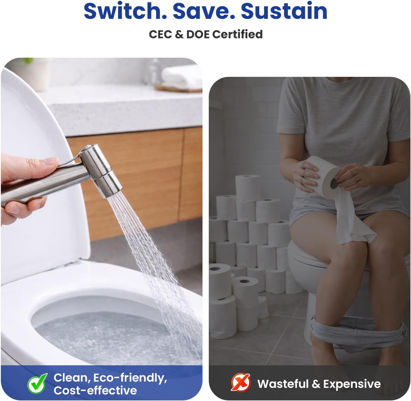 Detalle de BRITULIF BBS-09 Handheld Bidet Sprayer, Stainless Steel, Brushed Nickel
