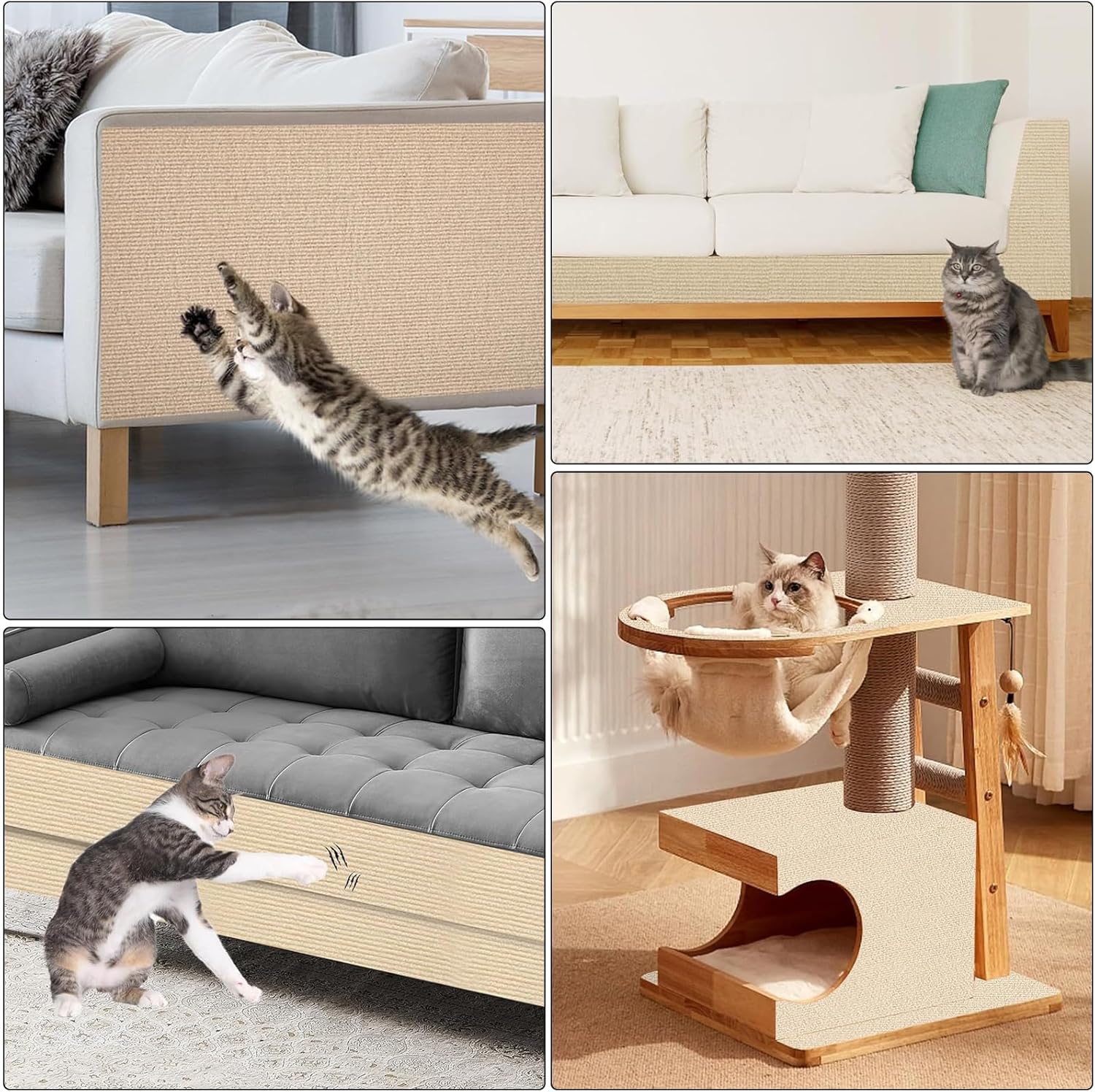 Thumbnail 6 de Selbstklebende Kratzmatte für Katzen (40 x 200 cm) – DIY Kratzteppich zum Schutz von Möbeln, khaki