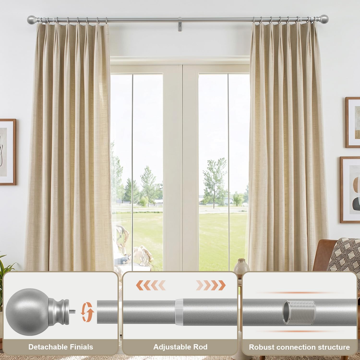 Detalle 2 de Immiehh Curtain Rod, 1-Inch Diameter