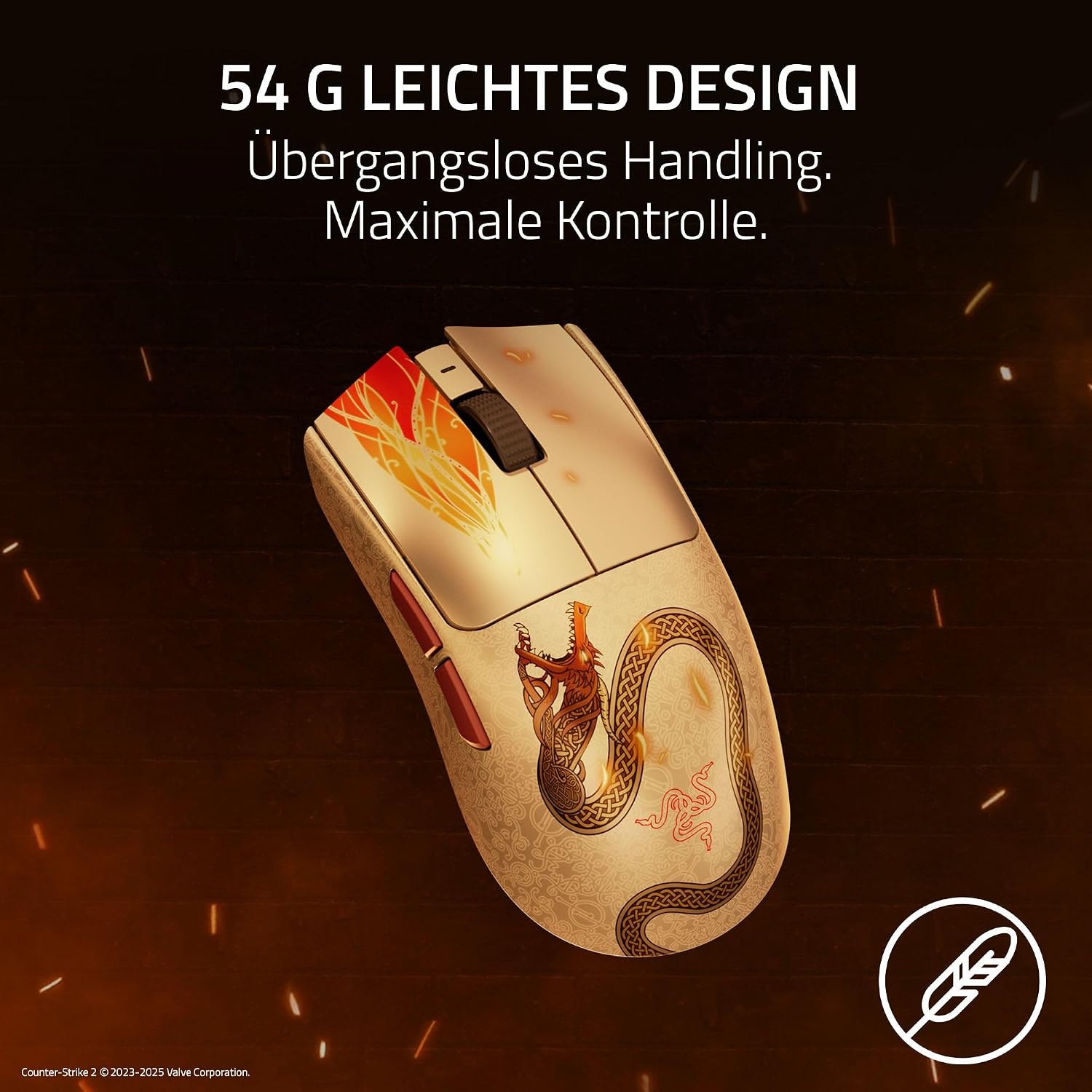 Detalle de Razer Viper V3 Pro Counter-Strike 2 Dragon Lore Edition – ultraleichte kabellose Esports-Maus (8.000 Hz, 35K DPI, bis 95 Std.)
