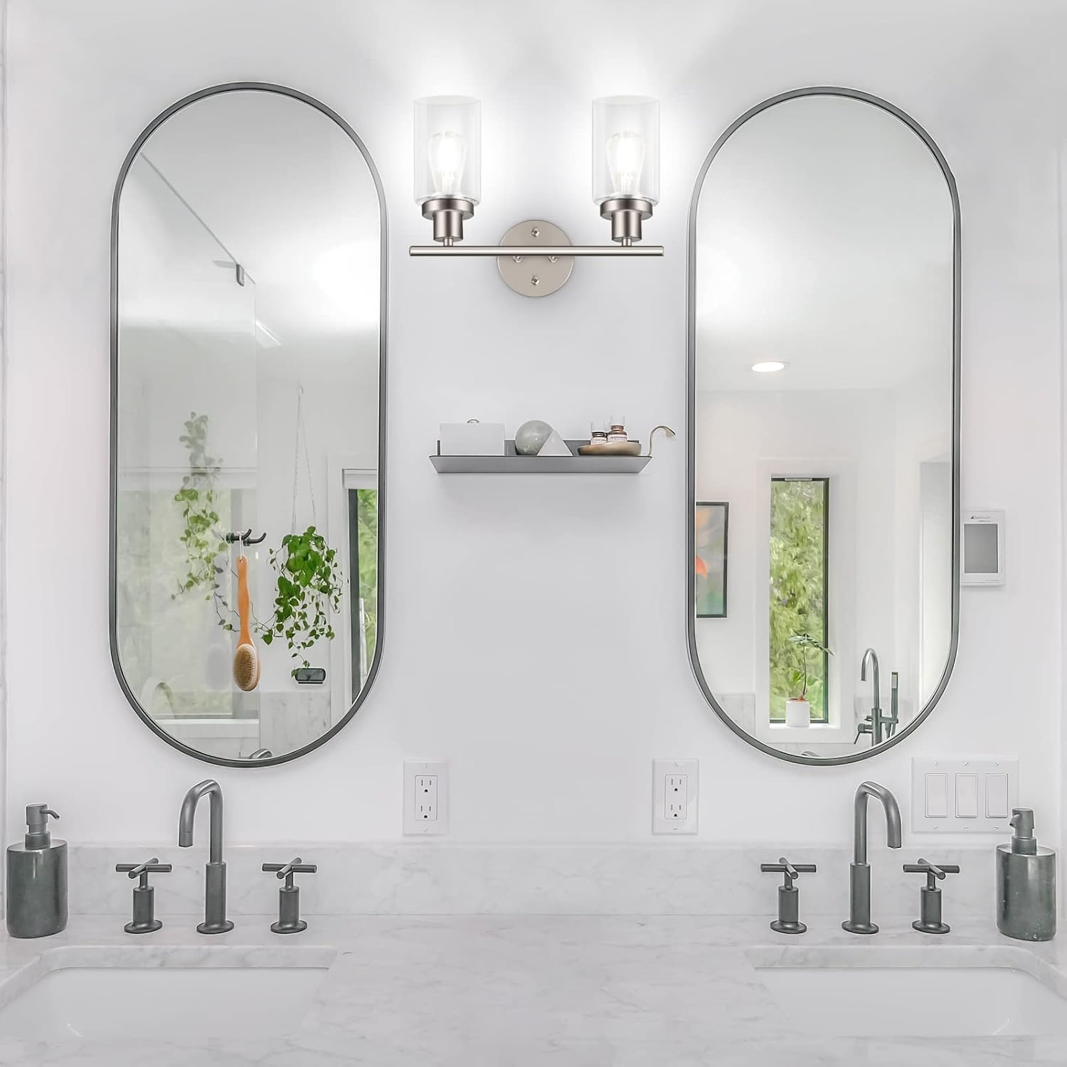 Thumbnail 6 de Unicozin RJ-WR02 2-Light Vanity Sconce, Brushed Nickel, Clear Glass, E26