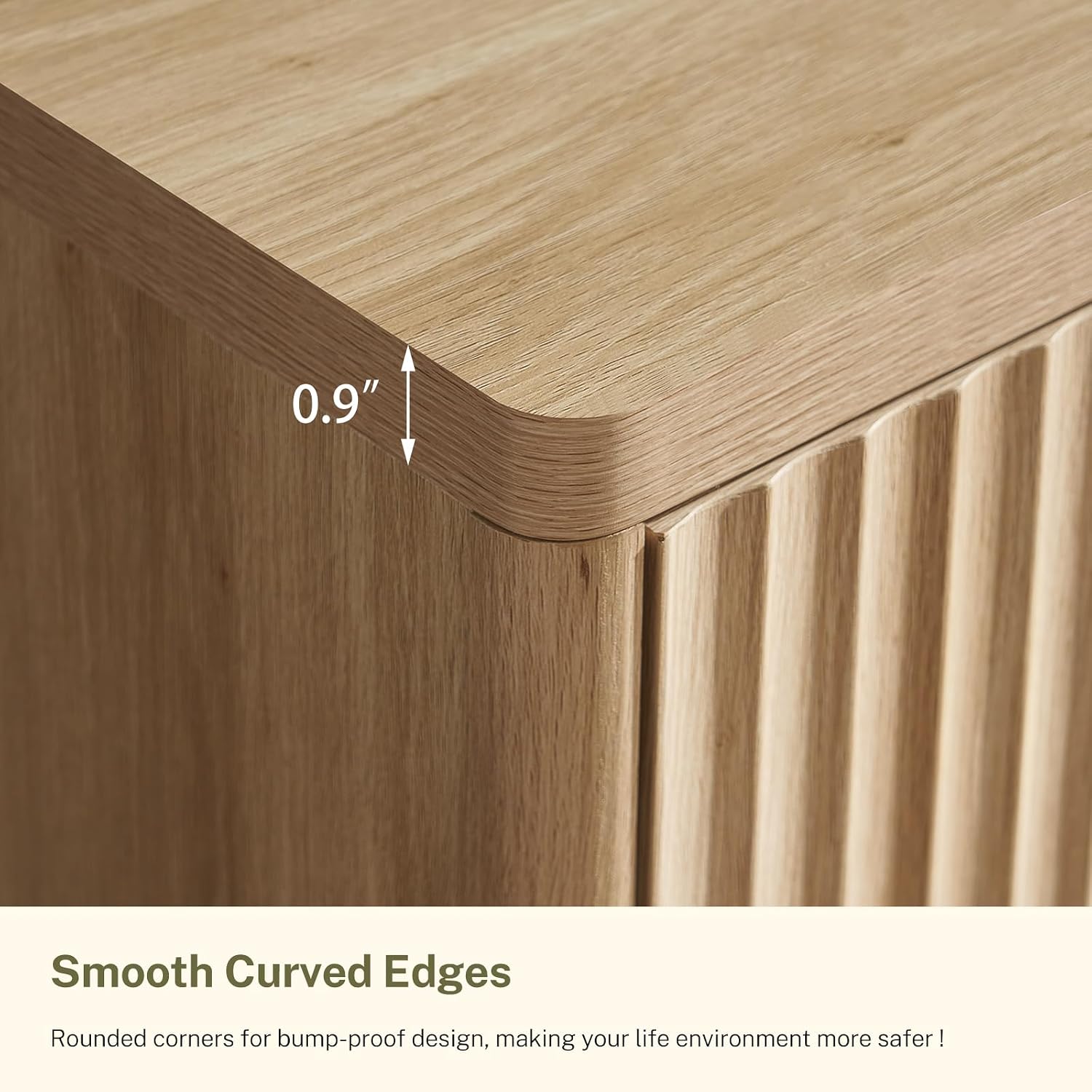 Detalle de TEENFON 1 6-Drawer Dresser, Natural Finish with Fluted Panels