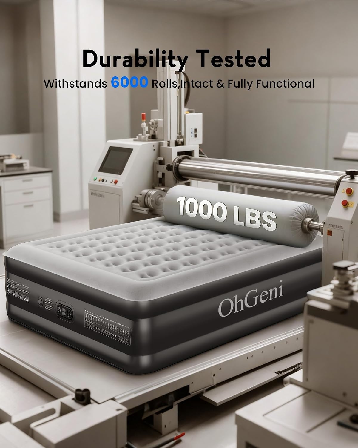 Detalle de OhGeni AMH5 King Air Mattress, 20-Inch Raised with Built-In Pump